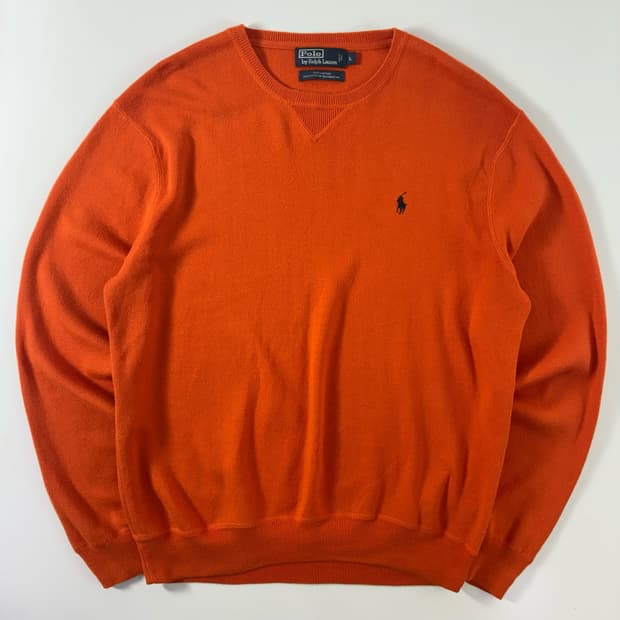 Polo  폴로 랄프로렌 자수 코튼 오렌지 라운드 니트 