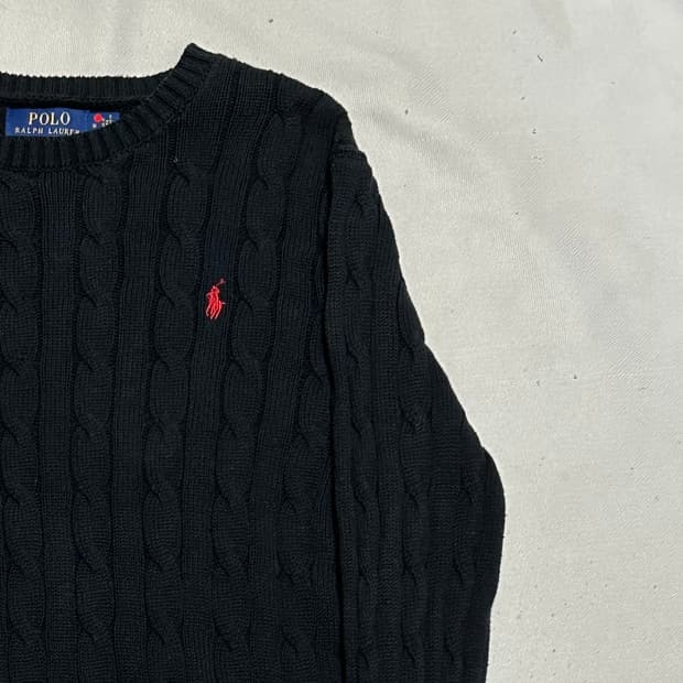 M 폴로랄프로렌 꽈베기 블랙 니트