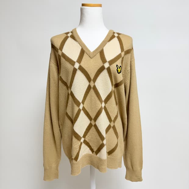 [캐시미어 100%] Lyle&Scott 스코트랜드 아가일 니트 40