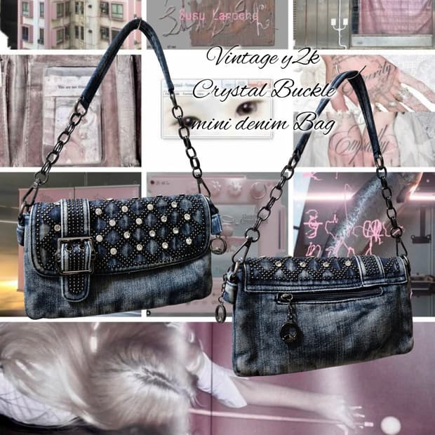 Vintage y2k Crystal Buckle mini denim