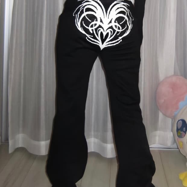 Srrybabe Heart Print Flare Stretch Casua