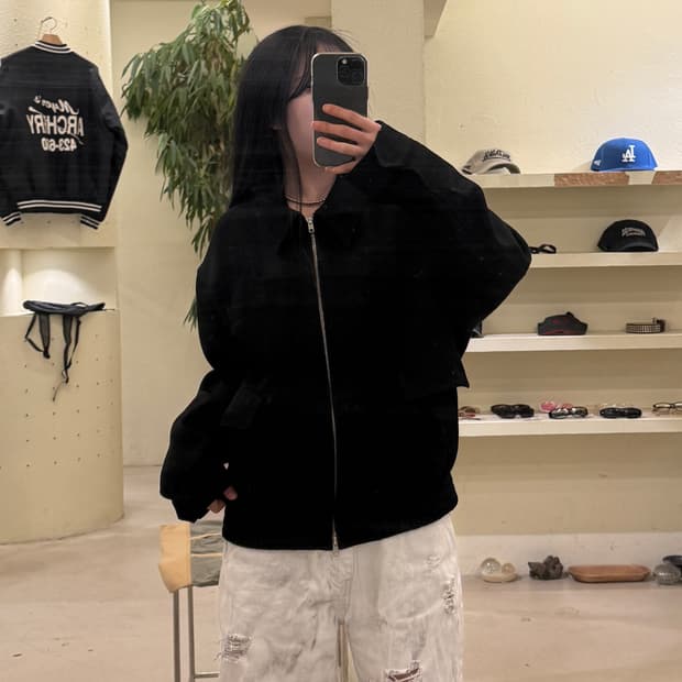 빈티지 골지 블랙 미니멀 자켓 U364