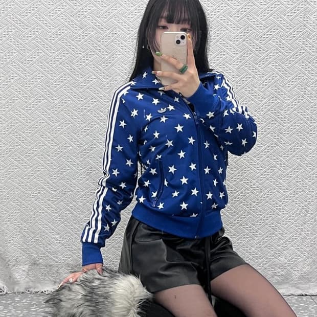 아디다스 제레미스캇 별 패턴 져지 집업 100 C09475