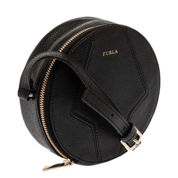 FURLA 훌라 블랙 레더 라운드 미니 크로스백 크로스바디 백 가방