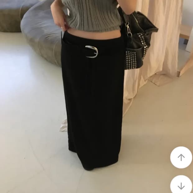 soand 지그재그 에이블리 베이직 하이 롱스커트 블랙