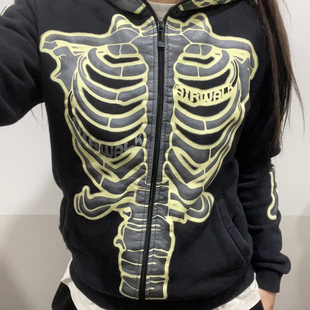 (빈티지)Airwalk 에어워크 야광 bone skeleton 풀 집업