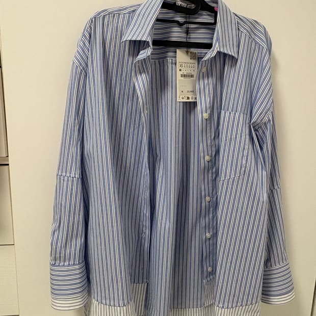 자라 스트라이프 배색 셔츠