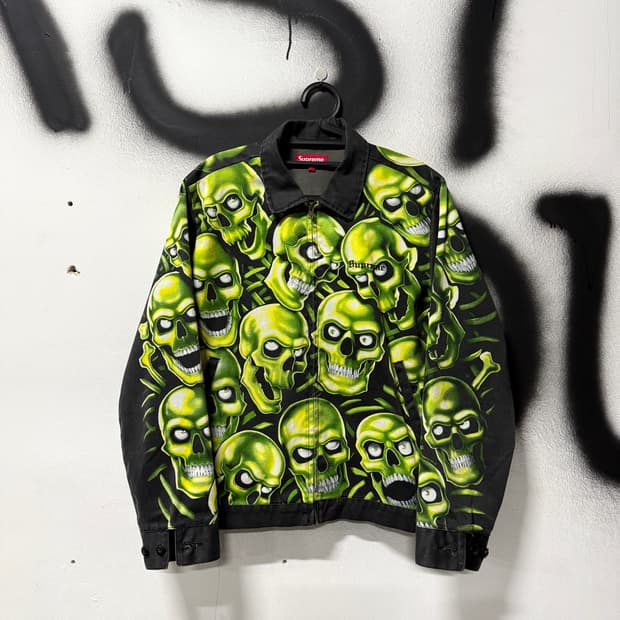 SS18 슈프림 스컬 파일 워크 자켓 그린