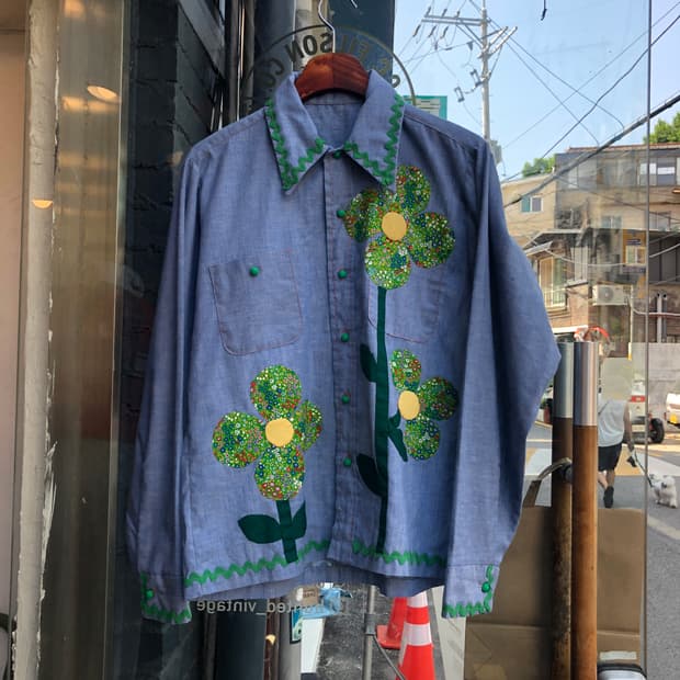 70s Vintage chambray shirt-S