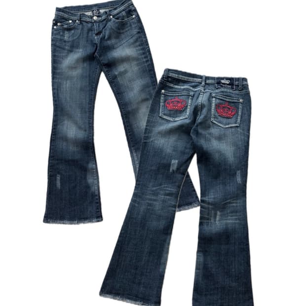 00's 빅토리아 베컴 X 락앤리퍼블릭 부츠컷 데님팬츠 y2k 갸루 