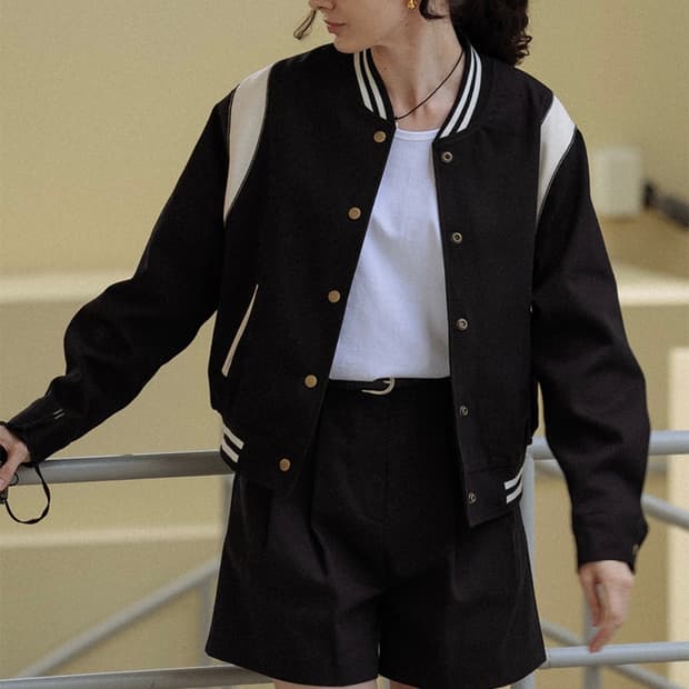 틸아이다이 베이스볼 레더 포인트 자켓 (블랙)