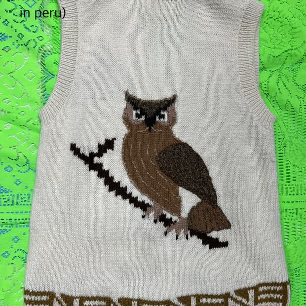 코위찬 Alpaca 100% 부엉이베스트 hand made in peru