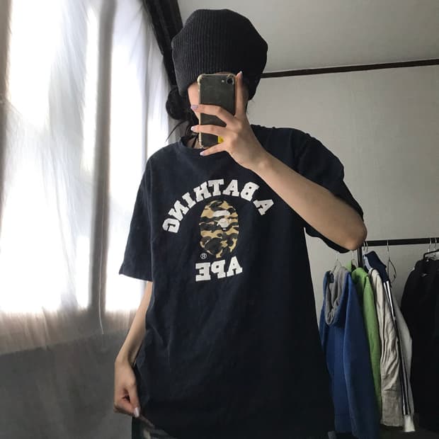 베이프 카모 컬리지 반팔티셔츠