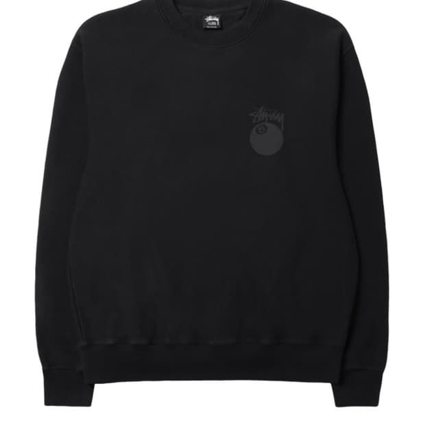 스투시 8볼 크루 피그먼트 다이드 블랙 2