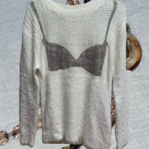 ID vintage 아이디빈티지 앙고라 믹스 프린팅 니트