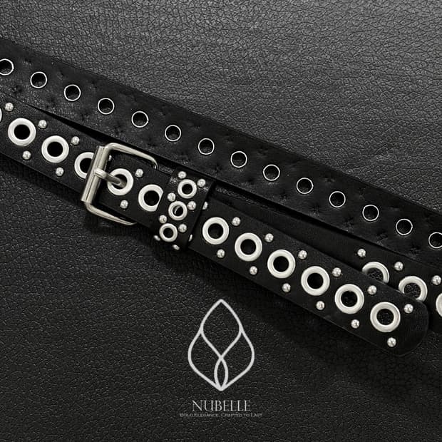 🌗 Eyelet stud belt / 아일렛 스터드 가죽 벨트