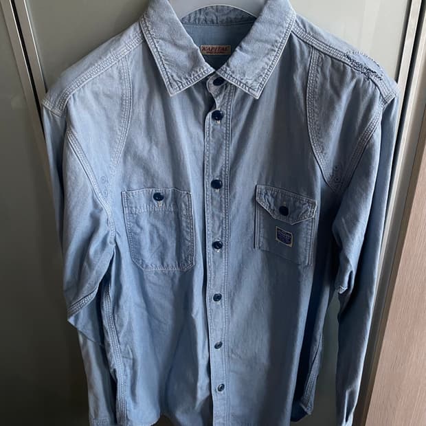 Kapital 캐피탈 샴브레이 데미지드 워크 셔츠