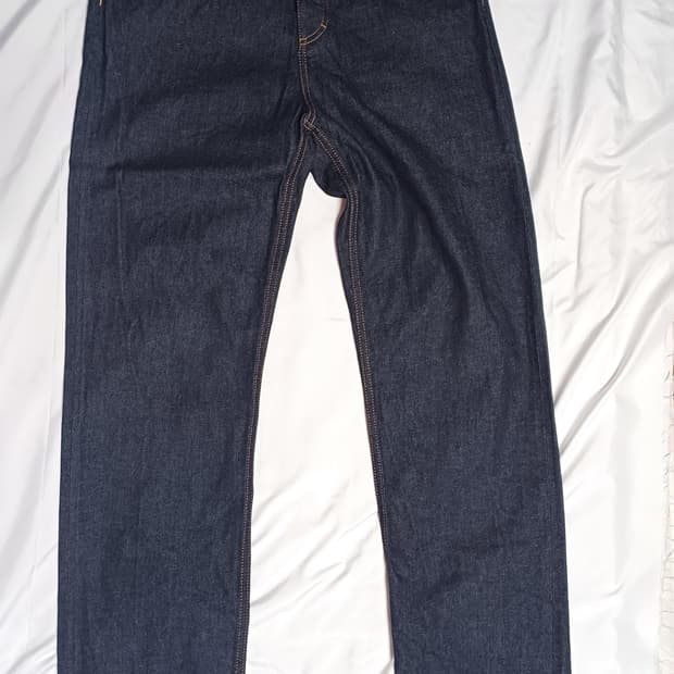 [새제품]32 코스 셀비지 데님팬츠 릴렉스드 진 청바지 생지 테이퍼드핏