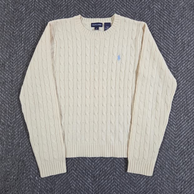 폴로 랄프로렌 울 크림 케이블 니트
