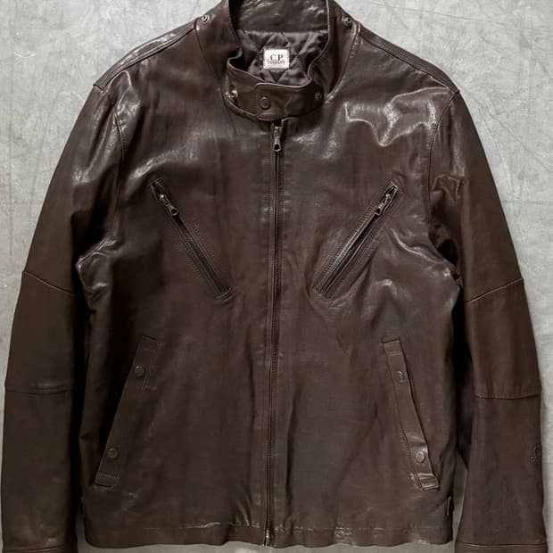 C.P company CP 씨피컴퍼니 브라운 양가죽 라이더 자켓