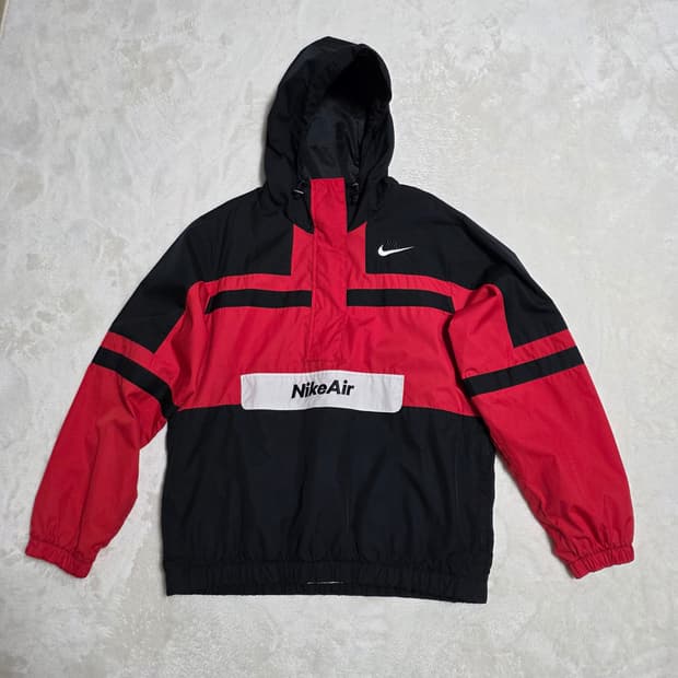(L)나이키 에어 아노락 바람막이 검빨