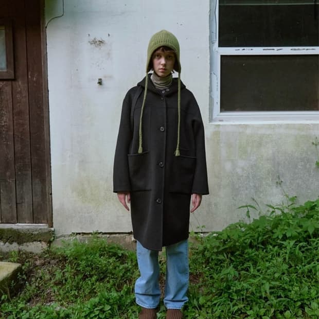 엔조블루스 핸드메이드 후드 코트 블랙