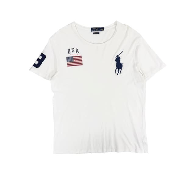 폴로 빅포니 성조기 반팔 화이트 L
