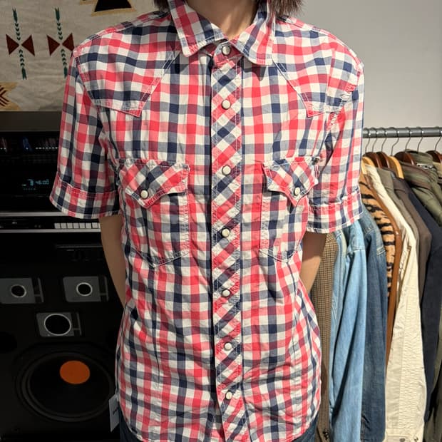 Shane Jeans 웨스턴 체크 반팔 셔츠