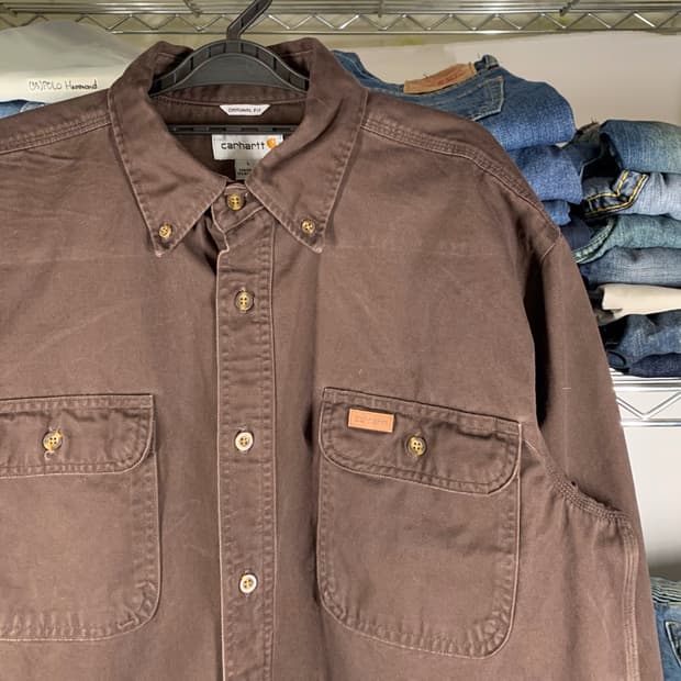 [L] 칼하트 헤비코튼 워크셔츠 다크브라운