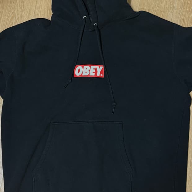 오베이 박스로고 후드티 L 