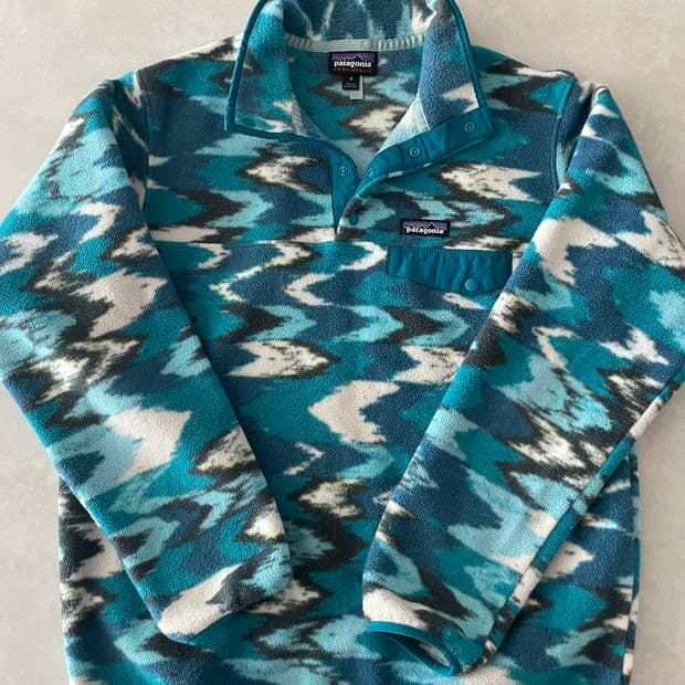 파타고니아 신칠라 블루 터콰이즈 패턴 여성 M 헤비웨이트