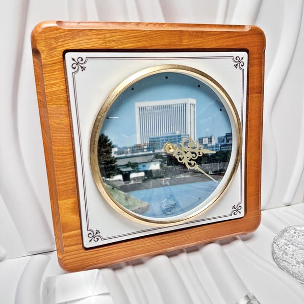 80's90's 세이코 빈티지 우드 프레임 풍경 벽걸이 시계