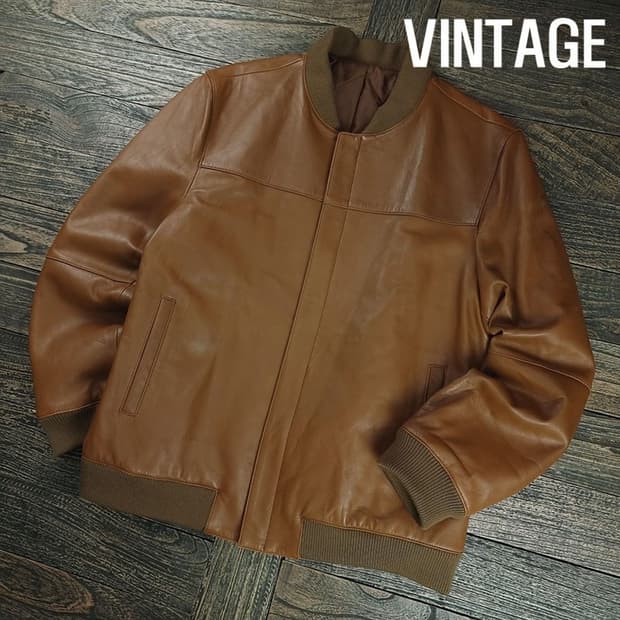 [빈티지] 리얼 쉽스킨 레더 양가죽 블루종 자켓 브라운 M19563
