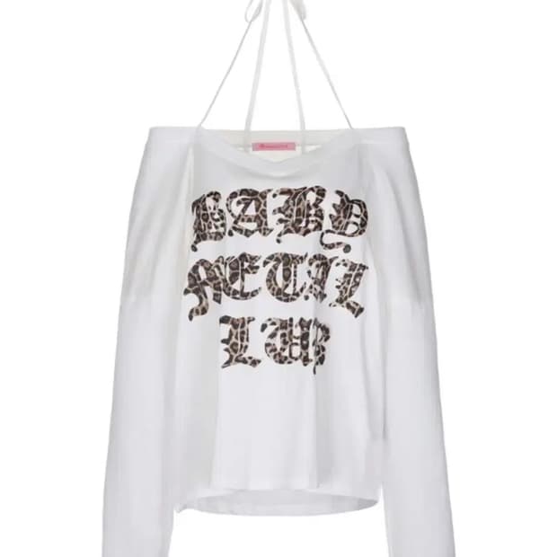 베메클 베이비메탈클럽 레오파드 로고 스트링 티 화이트