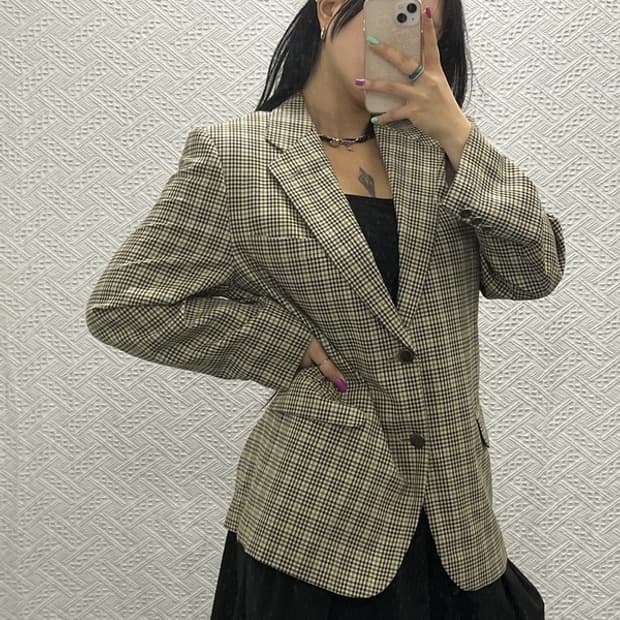 입생로랑 퓨어옴므 올드스쿨 빈티지 체크 블레이저 95 C06737