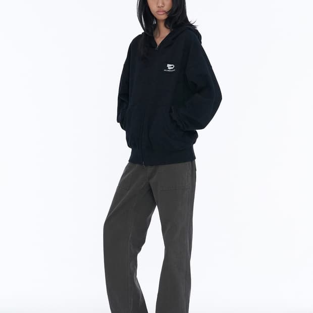 웰빙익스프레스 Logo Patch Zip Up Black