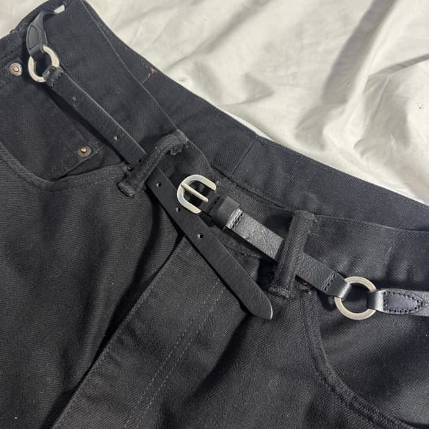 빈티지 링 디테일 레더 벨트