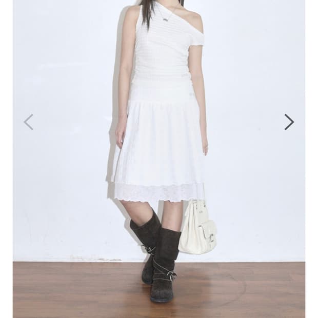 애즈온 LACY CHECK SKIRT / WHITE