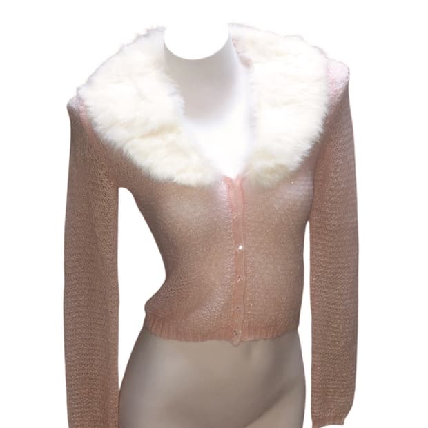 빈티지 글리터 모헤어 니트 가디건