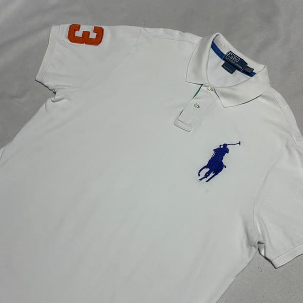 XL 폴로랄프로렌 빅포니 화이트 카라 반팔티