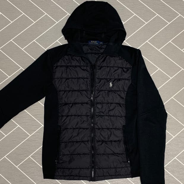 폴로 경량패딩 후드집업 블랙
