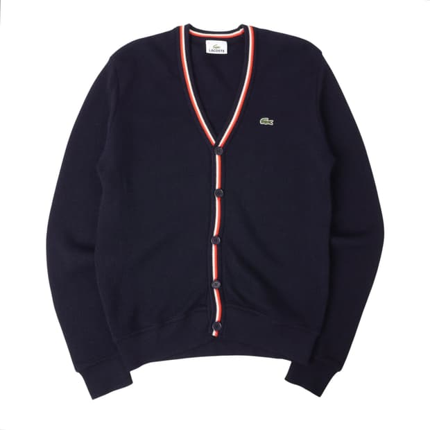라코스테 네이비 울 프레피 니트 가디건