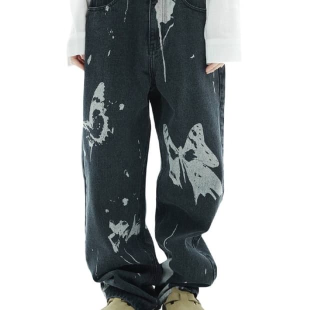fancyclub 나비 프린팅 청바지