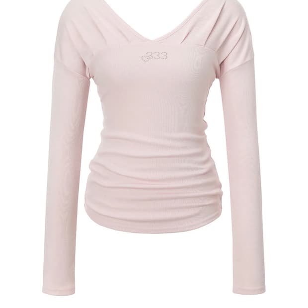 쓰리타임즈 로즈 주얼 탑 핑크 M