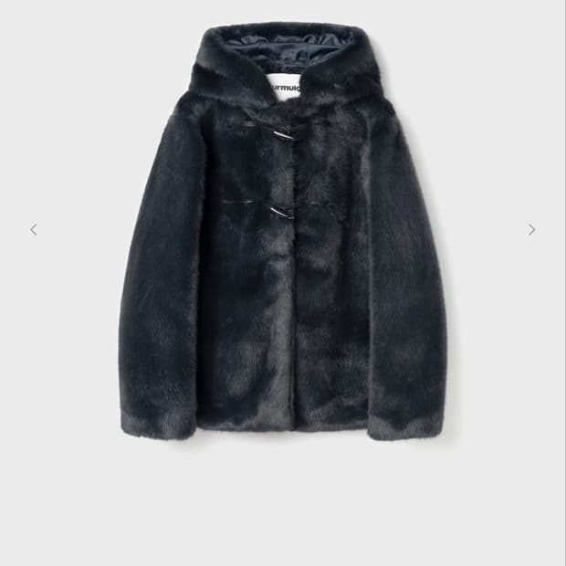 Burmula 버뮬라 후드 퍼 코트 네이비