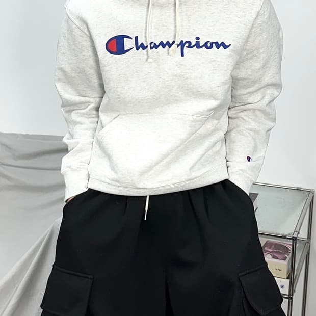 챔피온 어센틱 빅로고 후드티 L