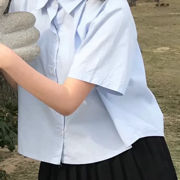 블루 기본 셔츠