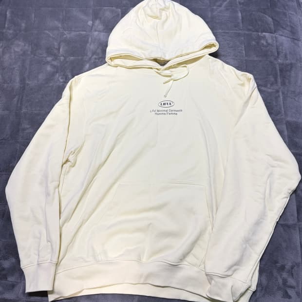 라이풀 후드 오발 로고 오버 핏 후디 옐로우