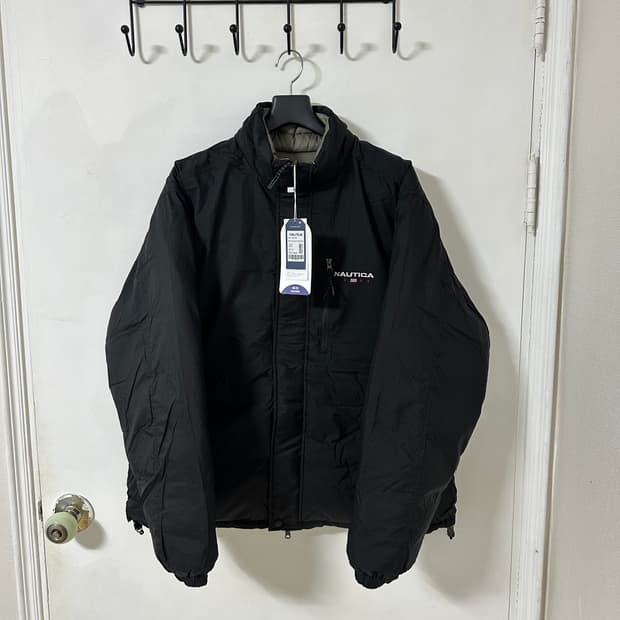 새상품 XL 노티카 리버시블 양면 다운 패딩 블랙/올리브