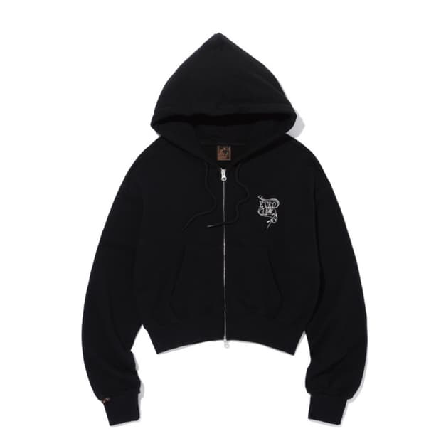 이퓨원트 후드집업 2 WAY CROP HOOD ZIPUP black